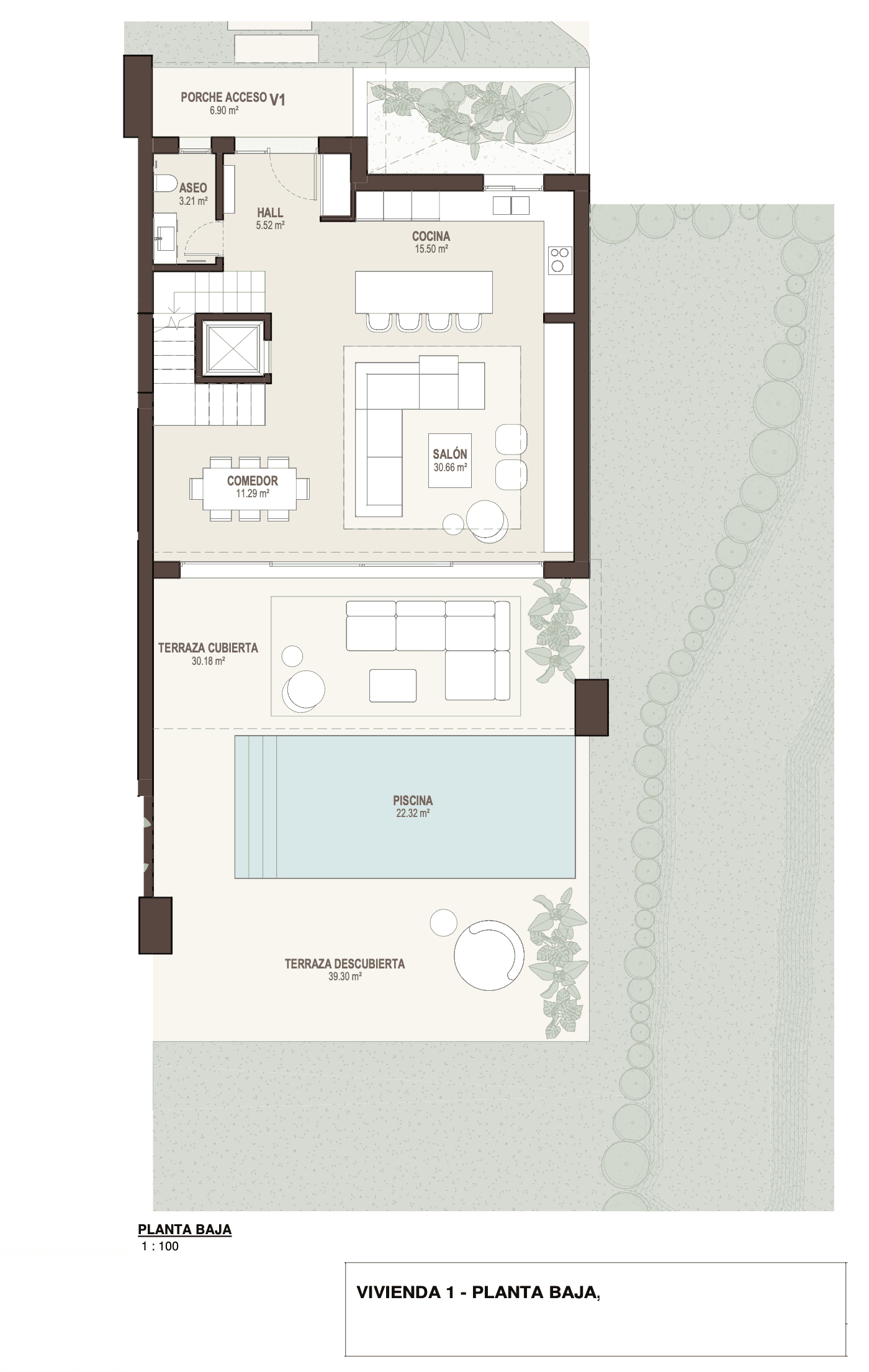 Residence 01, ground level floor plan