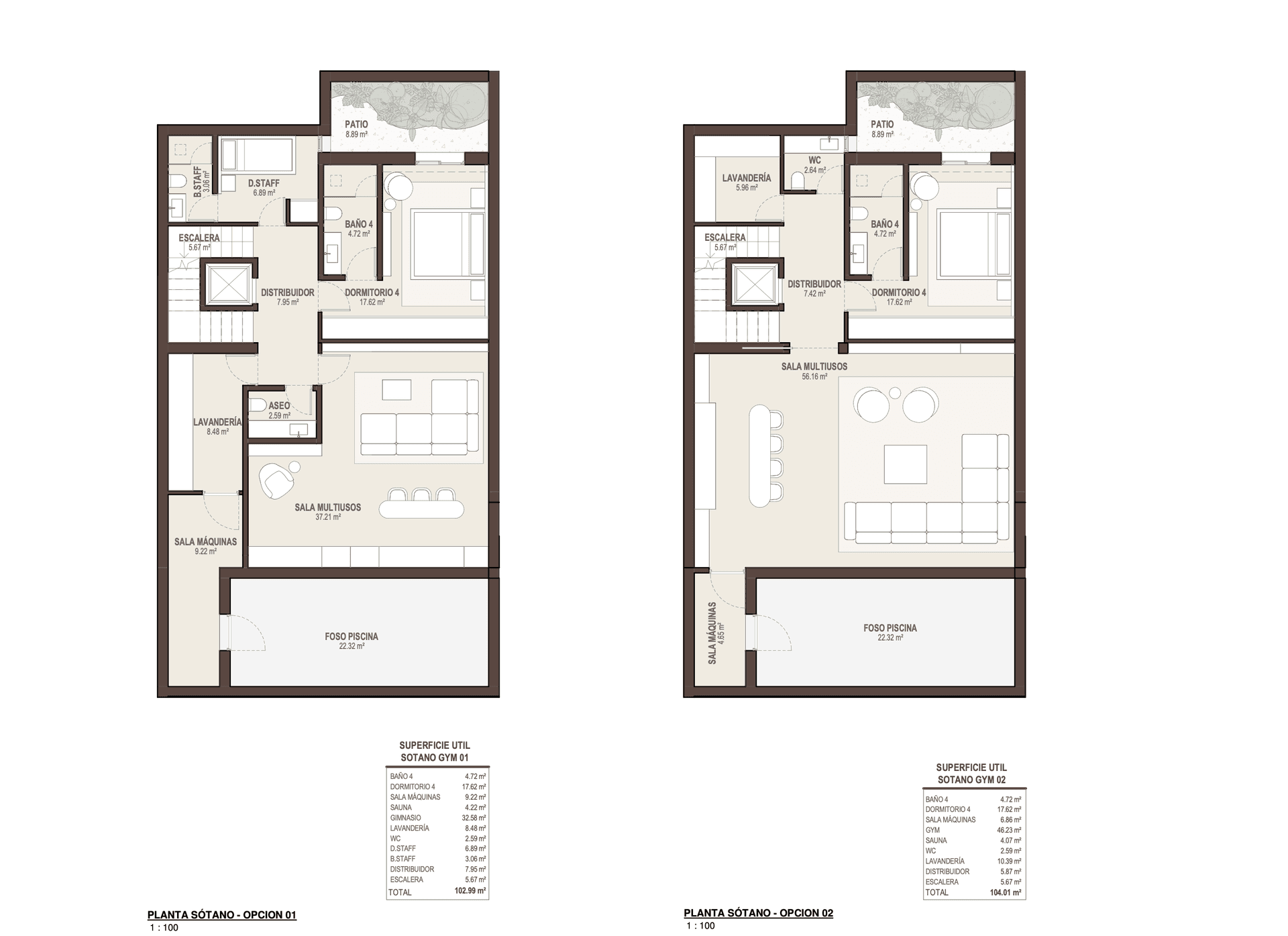Residence 03, lower level floor plan