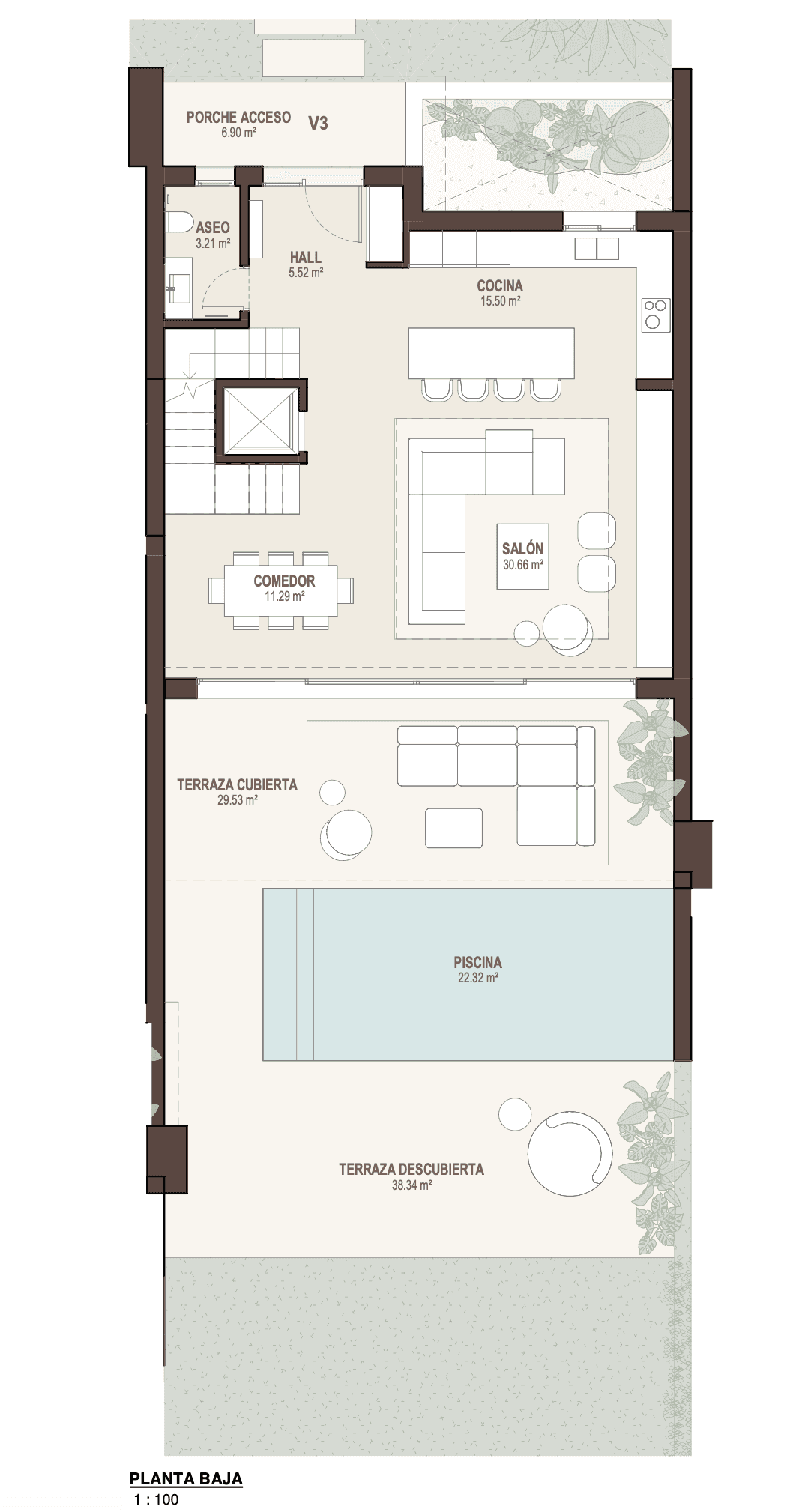 Residence 03, ground level floor plan